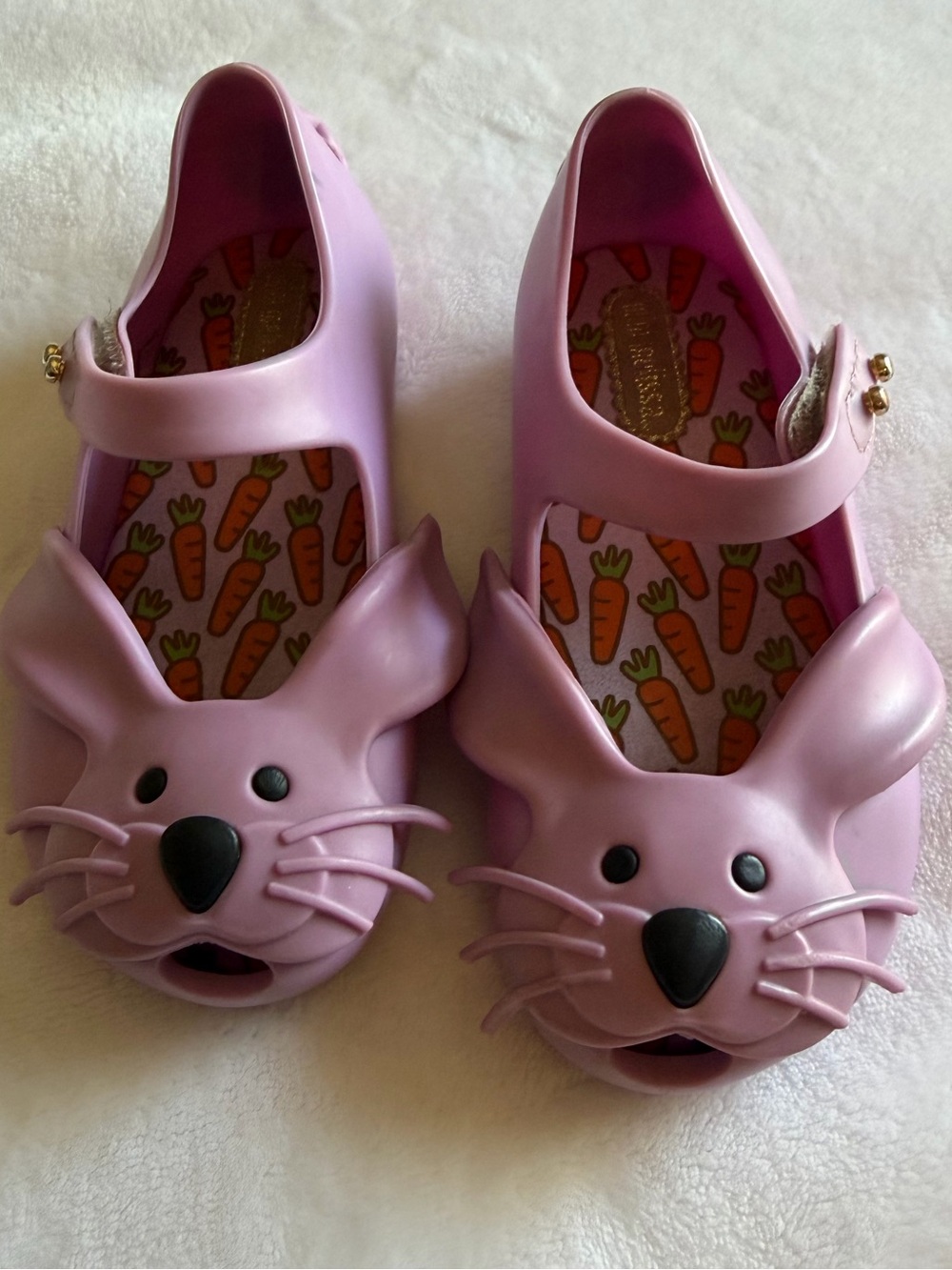 Mini Melissa Lilac Bunny Mary Jane Sandals with Carrot Insole